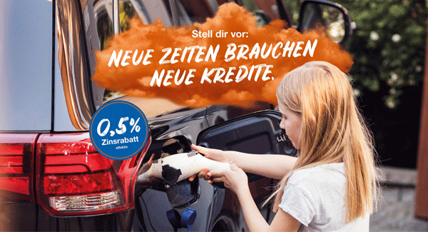 Die Zukunft fährt elektrisch: Unser E-Kredit mit Zinsrabatt für Sie!