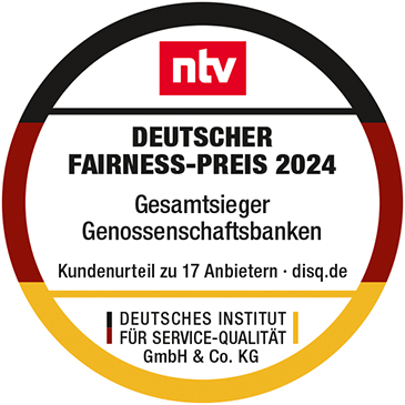 Deutscher Fairness-Preis 2022 ausgezeichnet Sparda-Bank Hamburg Deutscher Fairness-Preis 2022 Logo Auszeichnung für die Sparda-Bank Hamburg eG
